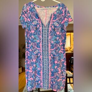 Lilly Pulitzer Sophiletta Dress Soleil Pink Palm Paradise XL